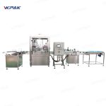 ავტომატური პატარა კოსმეტიკური ბოთლების შევსება დახურვის ეტიკეტირების ხაზი